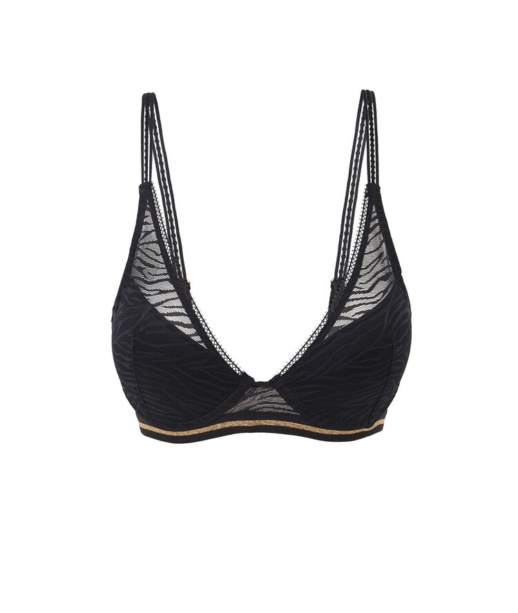 Soutien-gorge push tulle effet zébré zebrimeshiz noir.
