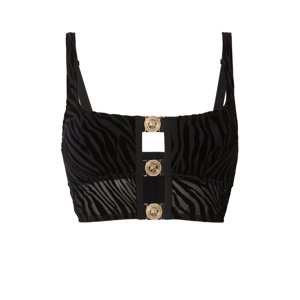 Bustier zébré aya x undiz à liens médailles - noir noir.