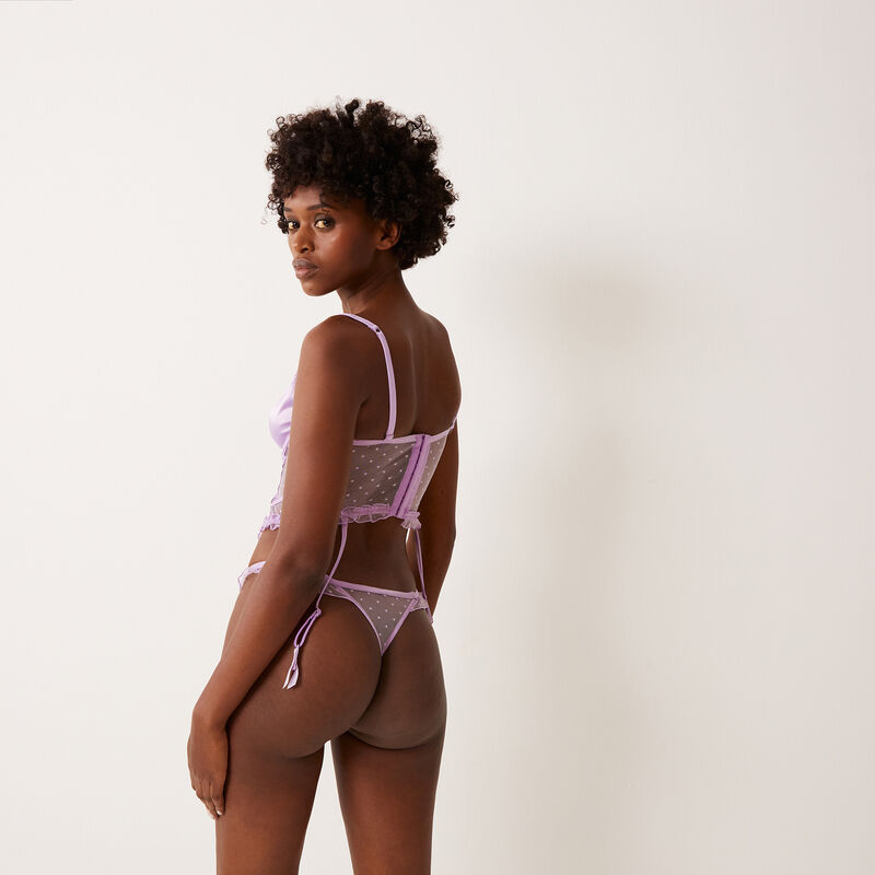 string en satin et dentelle - lilas string en satin et dentelle - lilas;