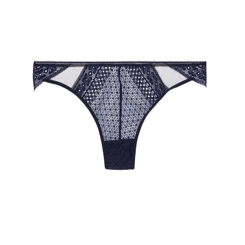 Tanga en dentelle - bleu marine bleu.