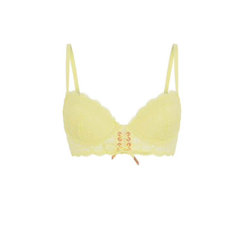 Soutien-gorge ampli en dentelle - jaune Soutien-gorge ampli en dentelle - jaune;