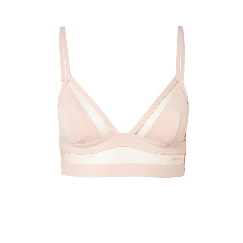 Soutien-gorge triangle et résille transparente - rose nude rose.