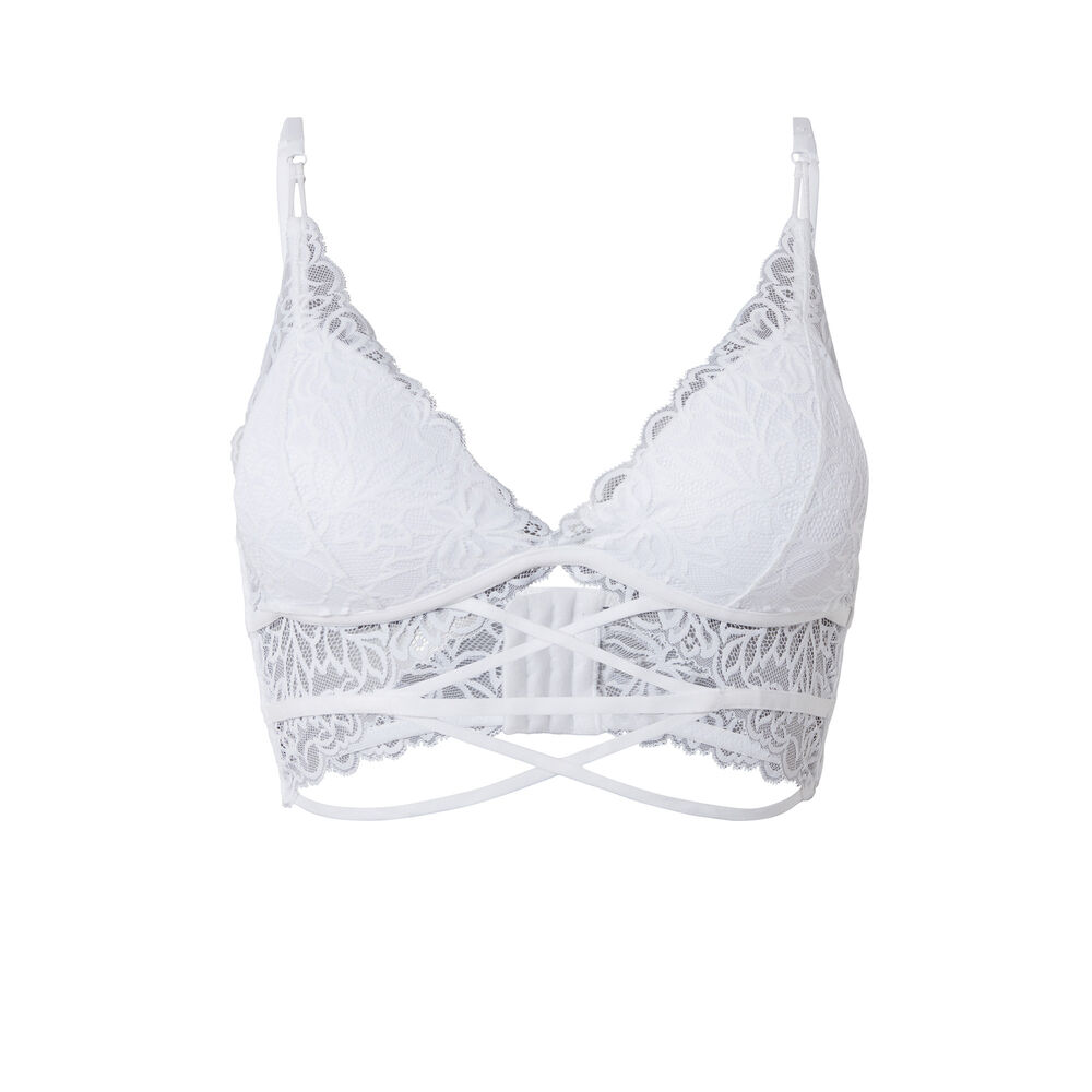 Soutien-gorge triangle push-up dentelle- blanc blanc.