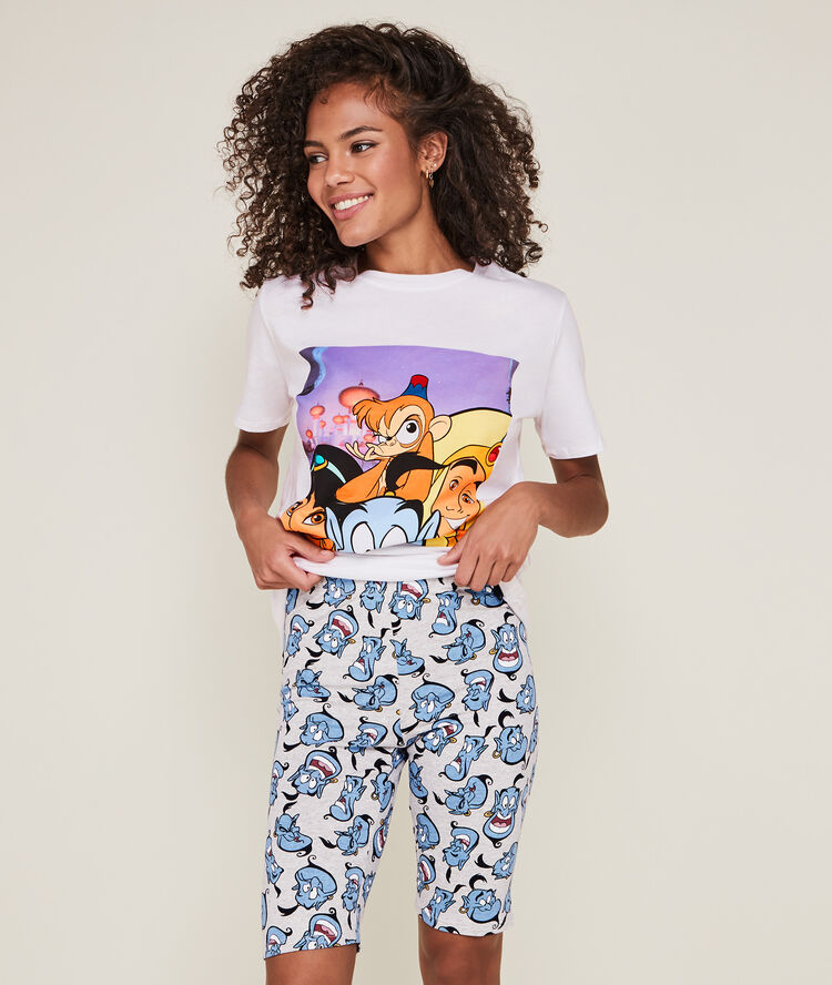 Tunique &agrave; imprim&eacute; aladdin aladselfiz blanc.