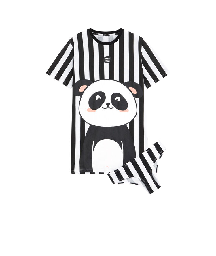 Set pyjama tunique + shorty imprimé panda pandaiz blanc.