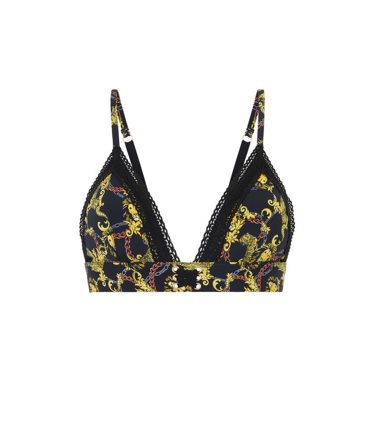 Soutien-gorge triangle en micro print fleuraliz noir.