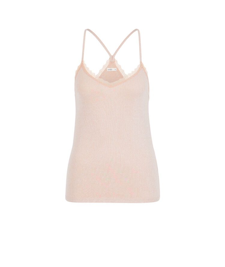 Top en jersey brillant à fines bretelles luximiz rose.