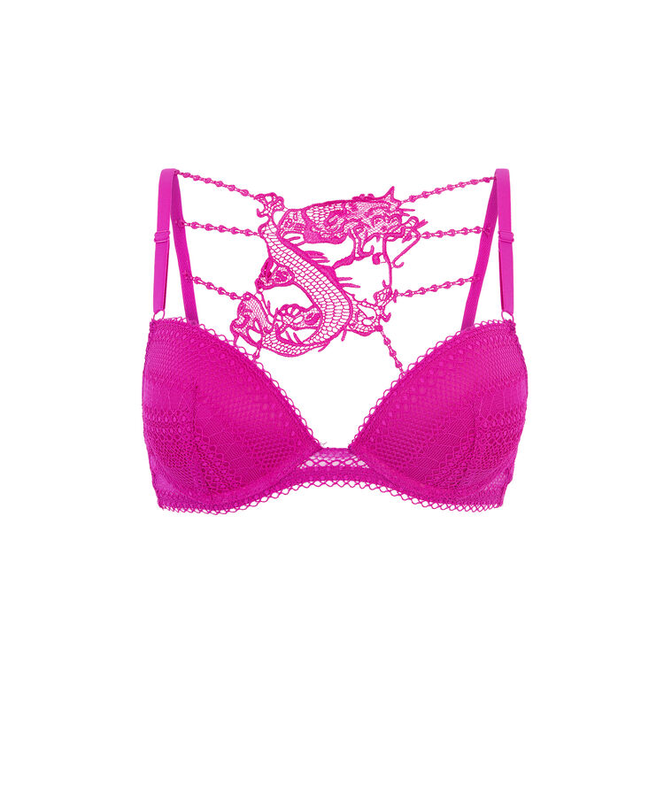 Soutien-gorge push-up détail guipure anjaiz fuchsia.