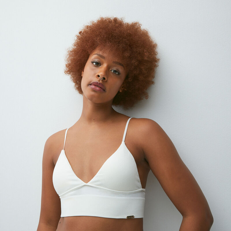 soutien-gorge triangle cotelé sans armatures - écru soutien-gorge triangle cotelé sans armatures - écru;
