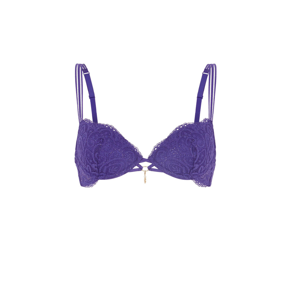 Soutien-gorge ampli en dentelle brillante - violet violet.