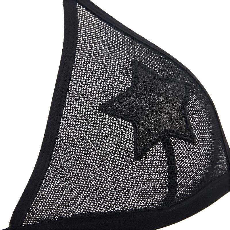 Soutien-gorge triangle sans armatures détail étoiles cabariz noir.