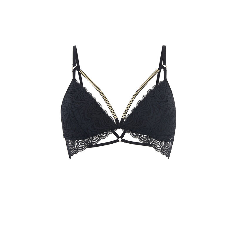 Soutien-gorge triangle coqué en dentelle naraiz noir.
