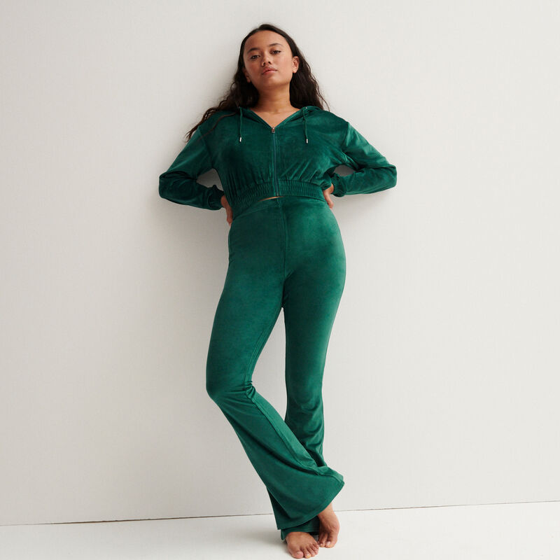 pantalon taille haute pattes def en velours - sapin pantalon taille haute pattes def en velours - sapin;
