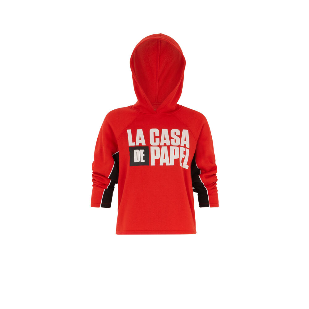 Sweat à capuche casa de papel - rouge rouge.
