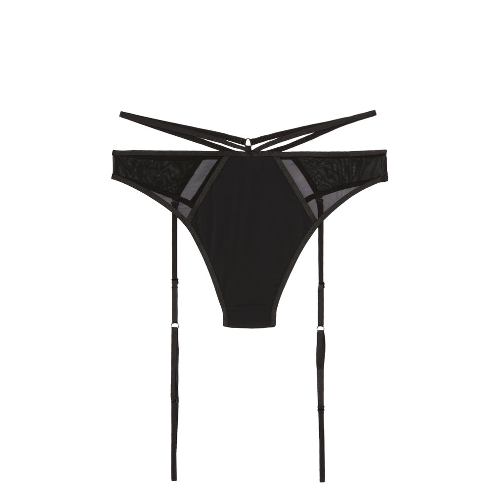 Culotte ajourée à liens et détails cuisse - noir noir.