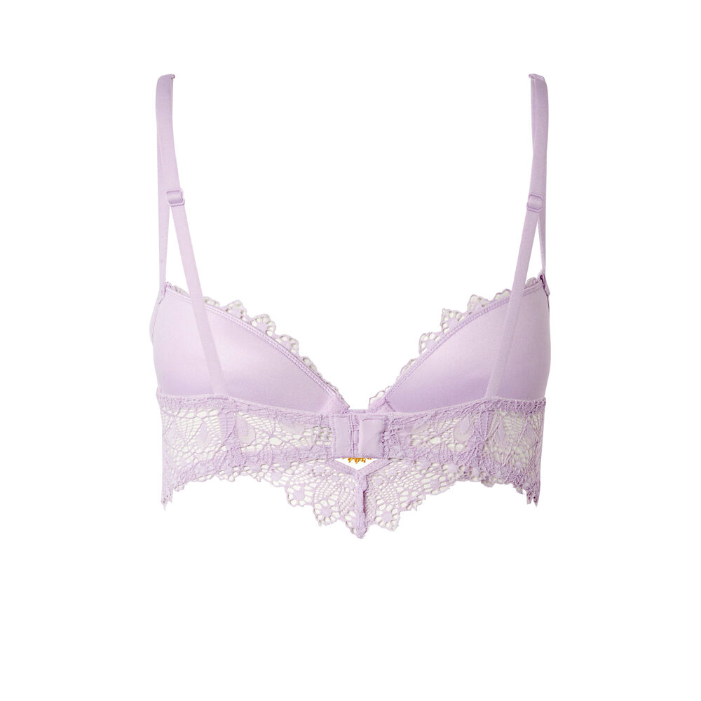 Soutien-gorge bustier push-up à détail bijou - lilas violet.