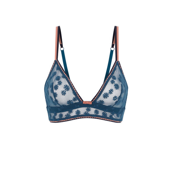 Soutien-gorge triangle bleu embroderiz Soutien-gorge triangle bleu embroderiz ;