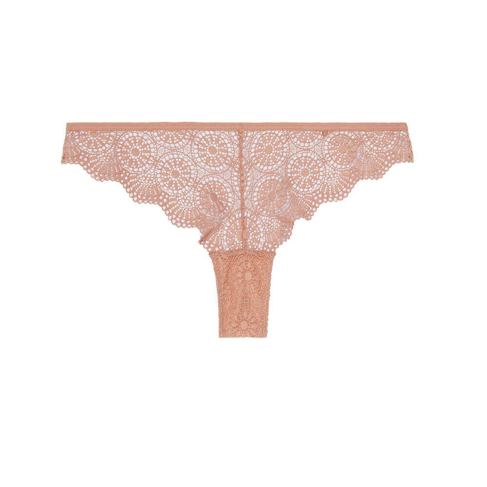 Tanga en dentelle à détails liens - rose rose.