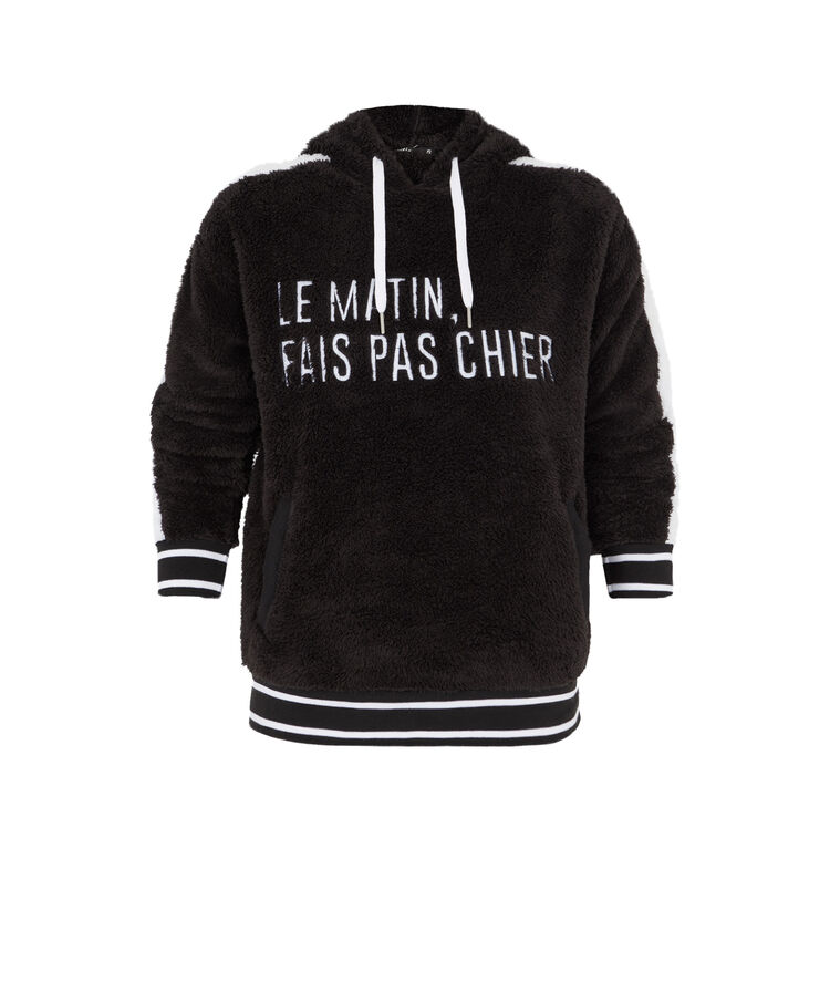 Sweat à capuche polaire à message matichieusiz noir.