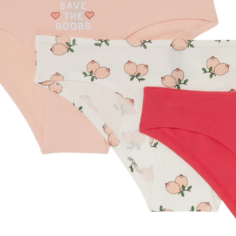 lot de 3 culottes à imprimé boobs - rose lot de 3 culottes à imprimé boobs - rose;