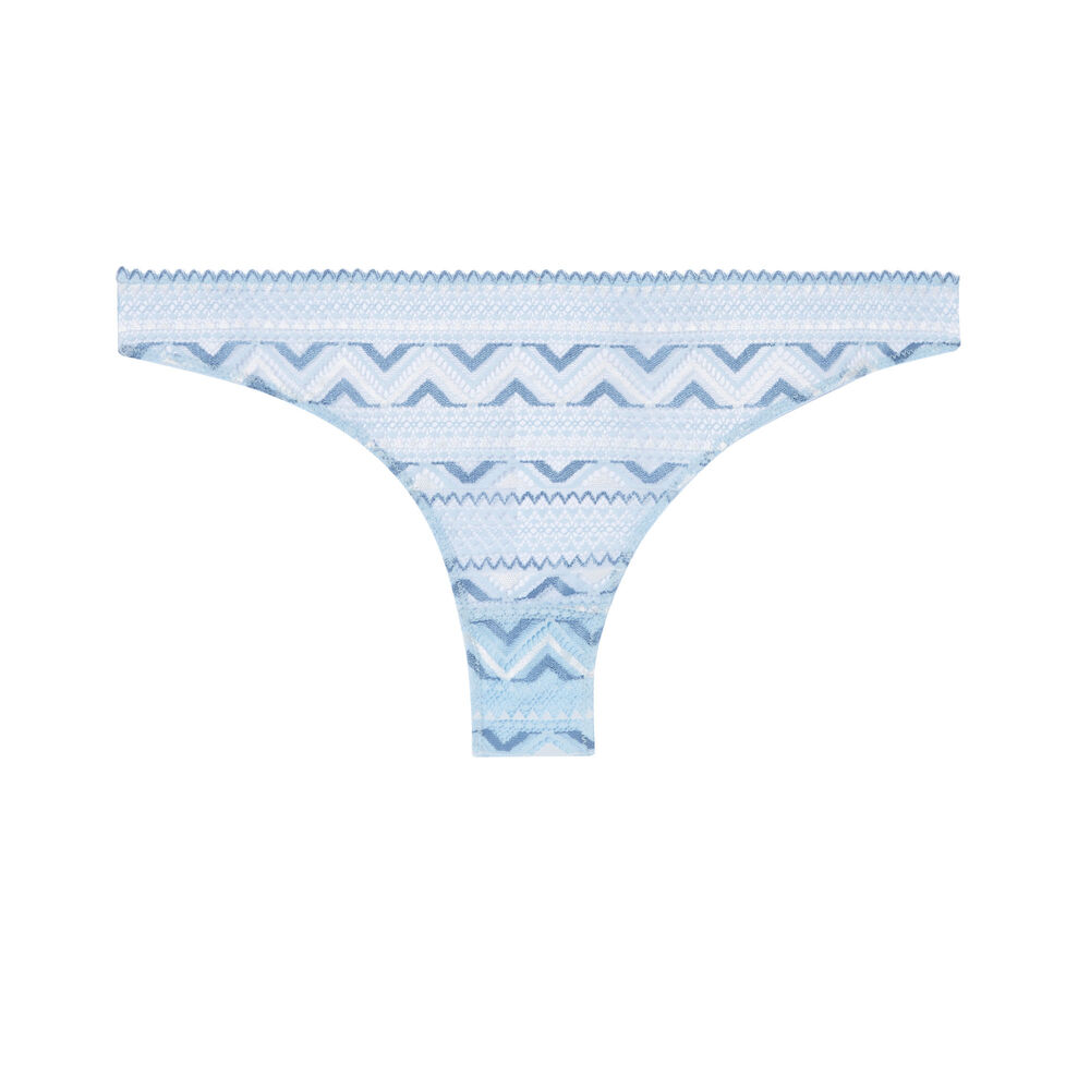 Tanga à dentelle bicolore - bleu bleu.
