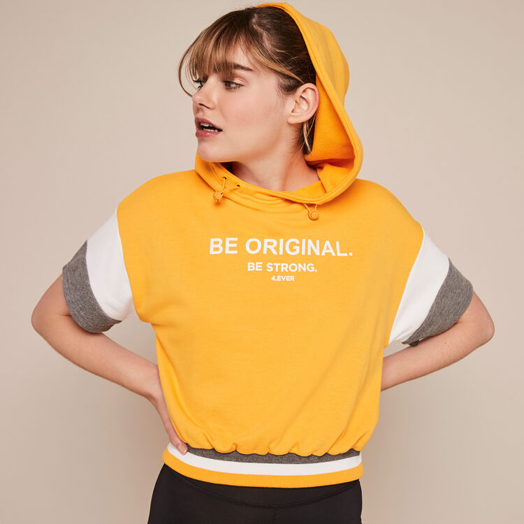Sweatshirt sport à message basicsportiz ocre.