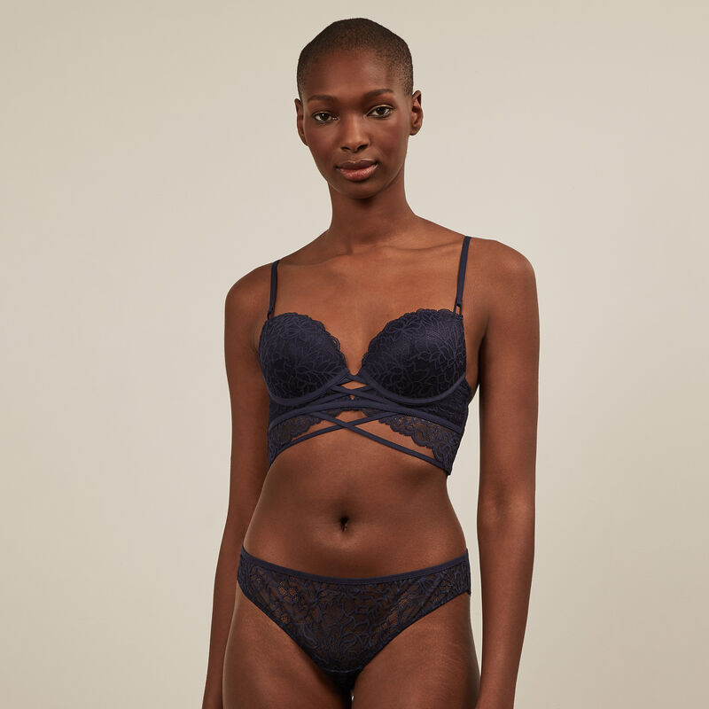 soutien-gorge push up en dentelle - bleu marine soutien-gorge push up en dentelle - bleu marine ;