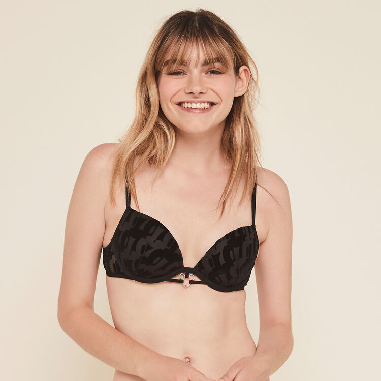 Soutien-gorge push-up tulle floqué flockimickiz noir.