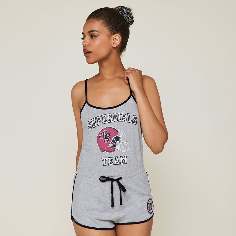 Combi-short en jersey a fines bretelles supergirliz Combi-short en jersey a fines bretelles supergirliz;