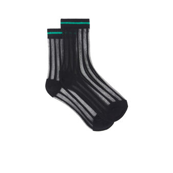 Chaussettes d&eacute;tail transparence polariz noir.