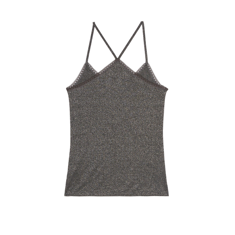 Top à fines bretelles en jersey brillant - gris foncé gris.