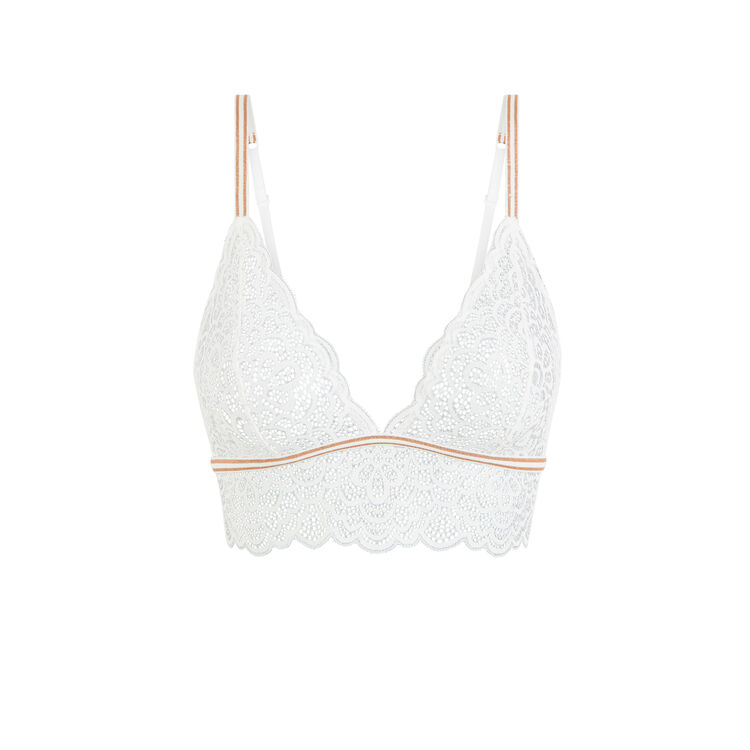 Triangle bustier sans armatures en dentelle lurexbandiz blanc.
