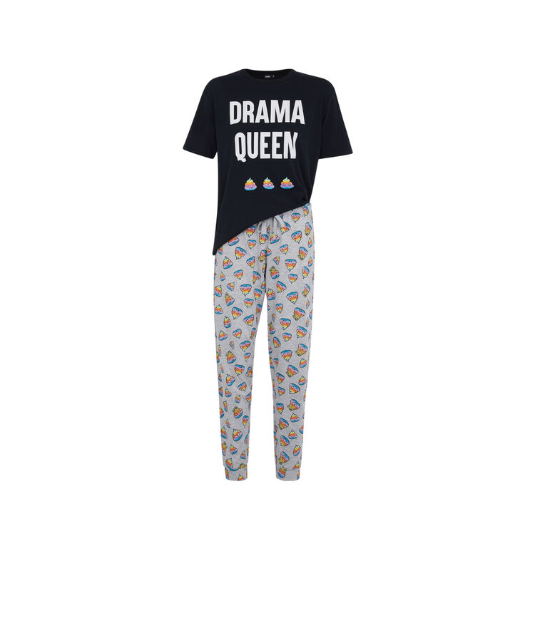 Set pyjama top + pantalon à imprimé intereinchieusiz noir.