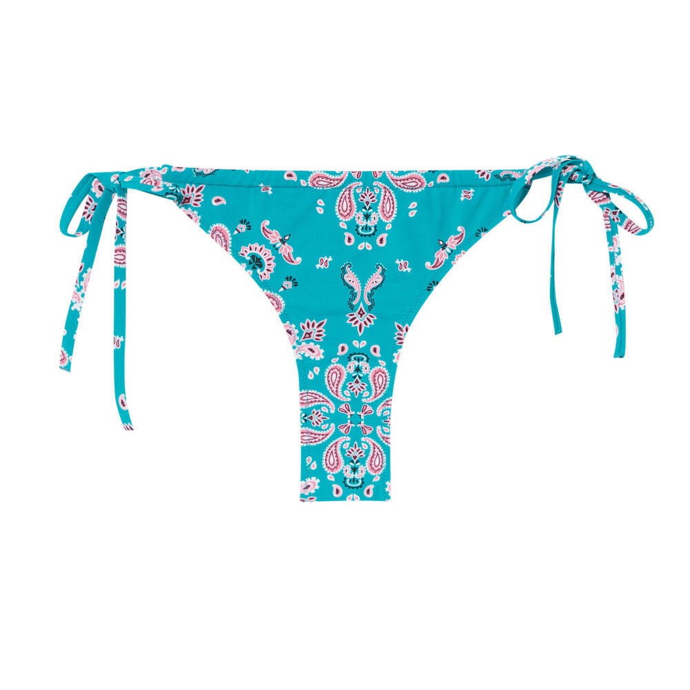 Bas de maillot bikini ficelle effet bandana - bleu bleu.