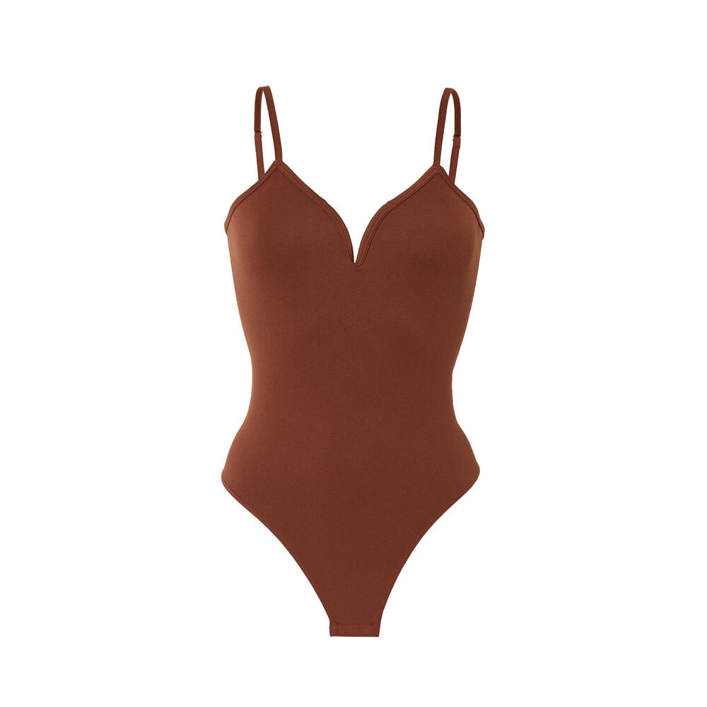 Body décolleté v - marron marron.