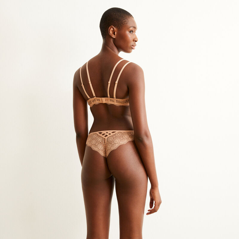 tanga en dentelle à détails liens - rose tanga en dentelle à détails liens - rose;