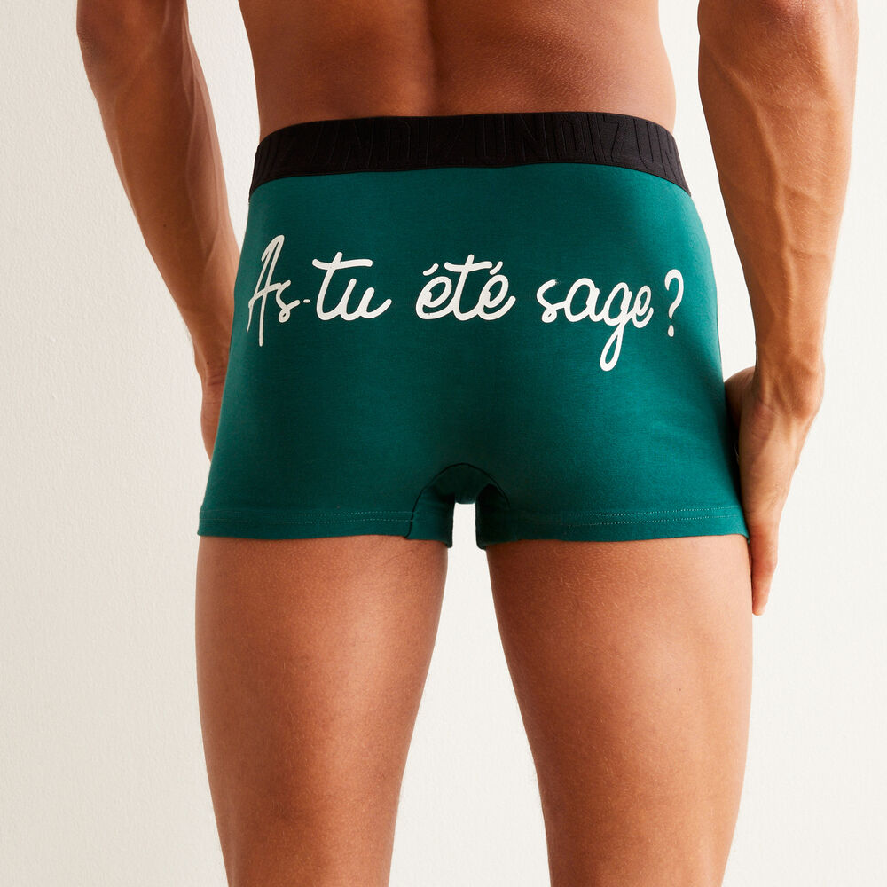 Boxer &agrave; message as-tu &eacute;t&eacute; sage - vert vert.