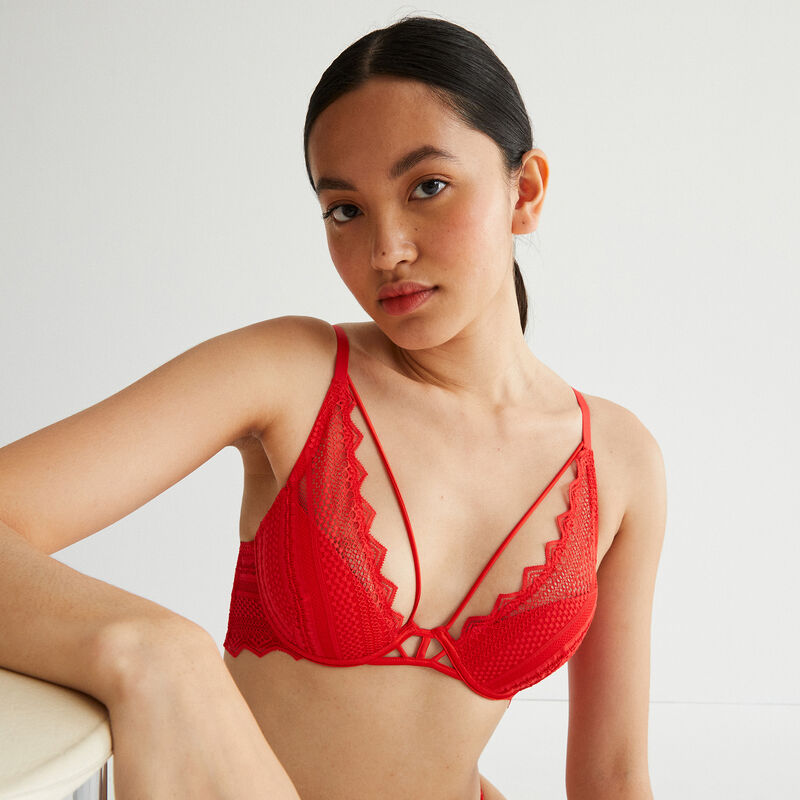 soutien-gorge push-up à liens ajouré - rouge soutien-gorge push-up à liens ajouré - rouge;