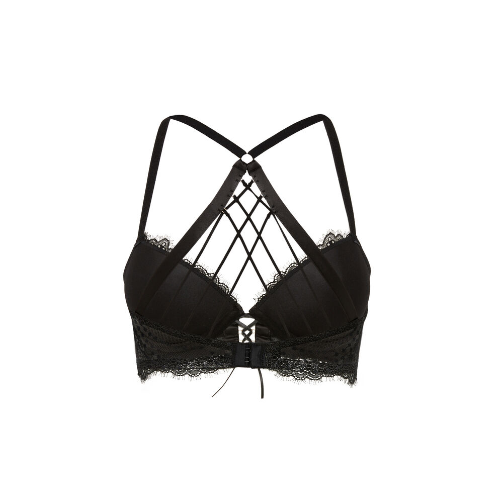 Soutien-gorge push-up bustier à laçage - noir noir.