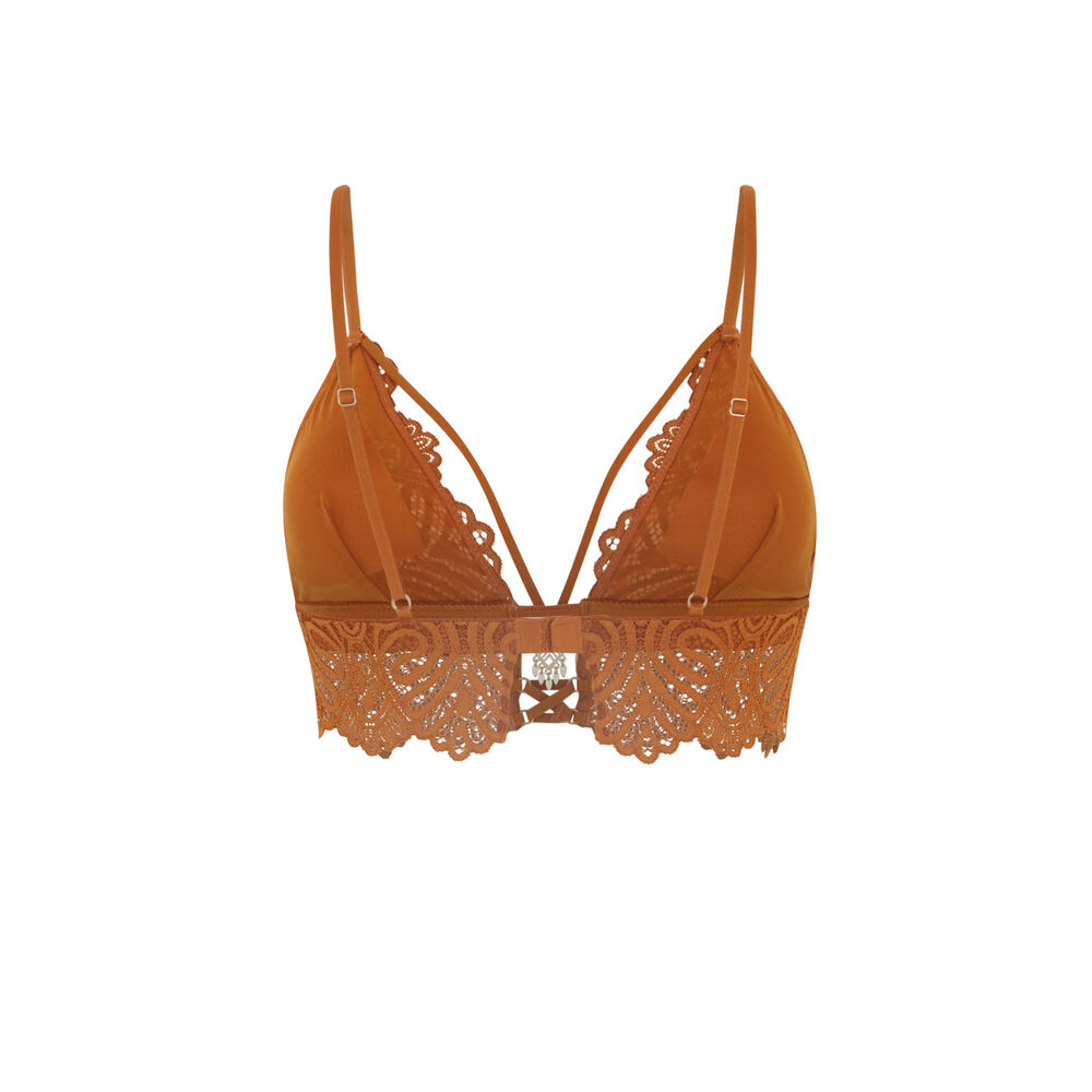 Soutien-gorge triangle en dentelle - ocre marron.