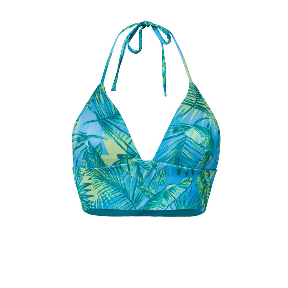 Haut de maillot triangle ampli motif tropical - vert vert.