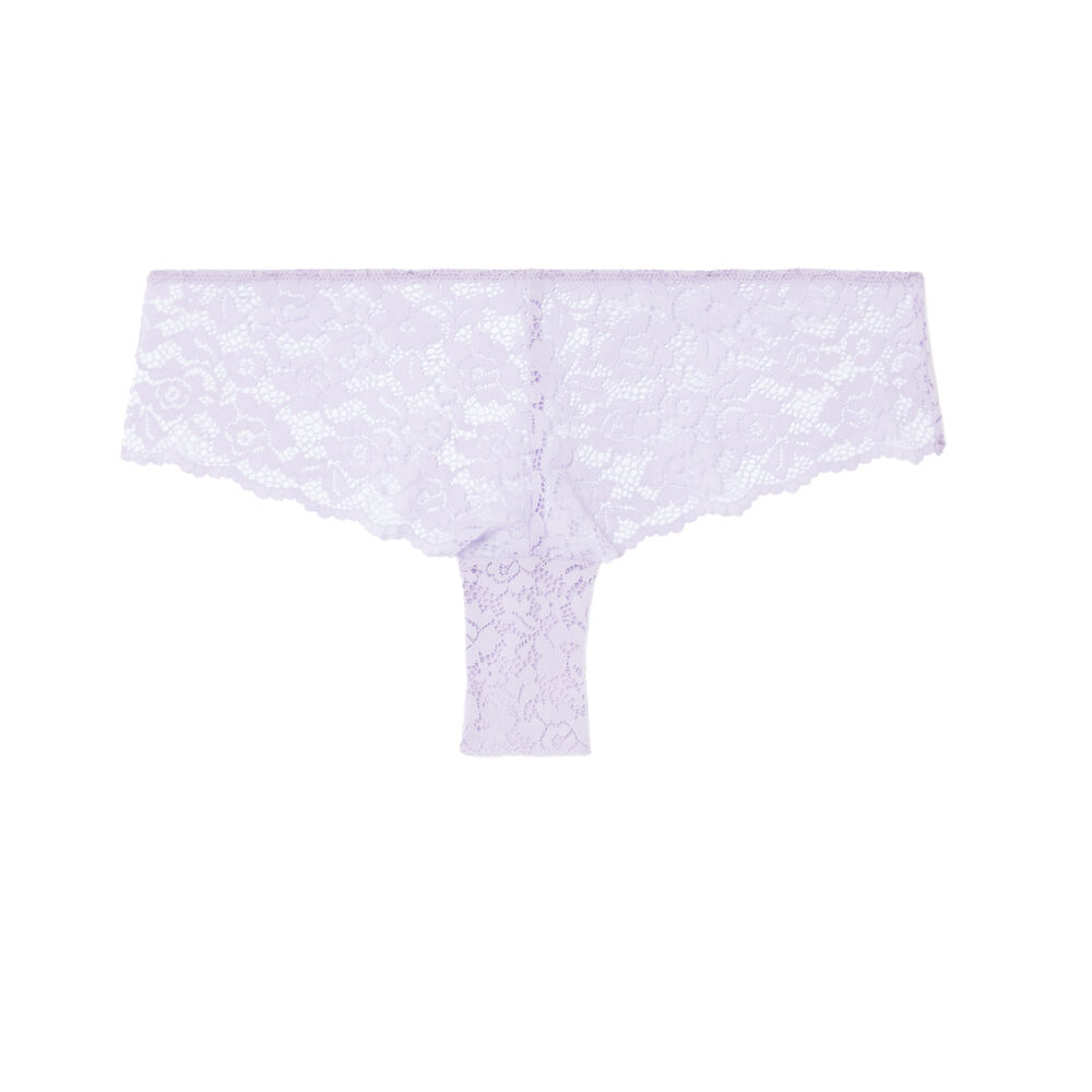 Shorty en dentelle fleurie - lilas violet.