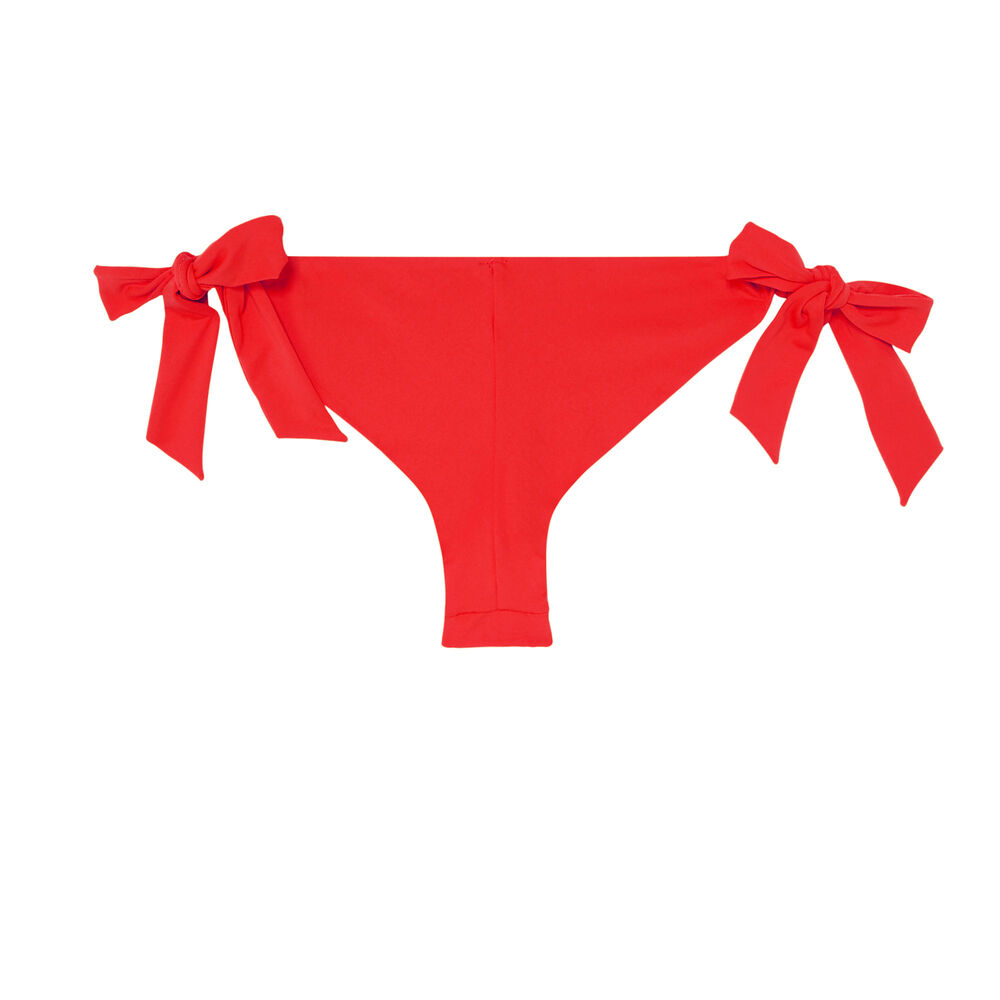 Bas de maillot tanga à détail noeuds - rouge rouge.