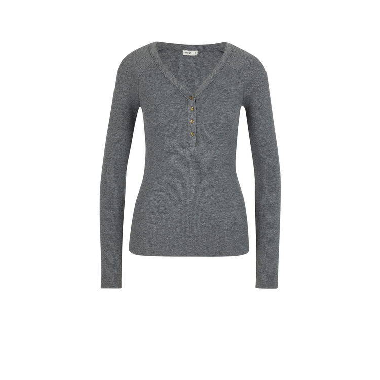 Top à manches longues cotelé uni minimimiz gris.