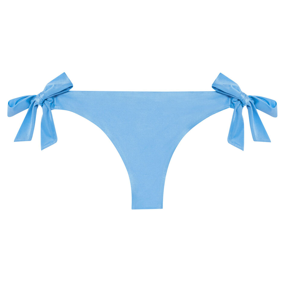 Bas de maillot tanga satiné à nouer aux hanches - bleu bleu.