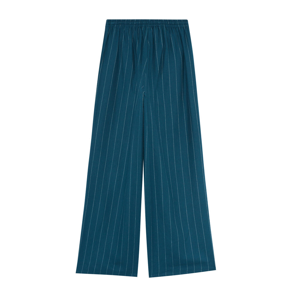 Pantalon large en flanelle et rayures - bleu bleu.