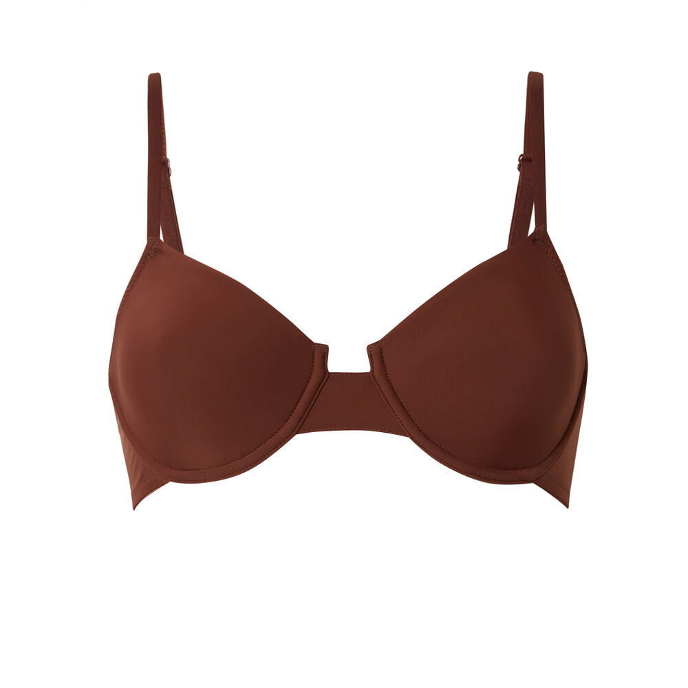 Soutien-gorge corbeille en micro - marron marron.