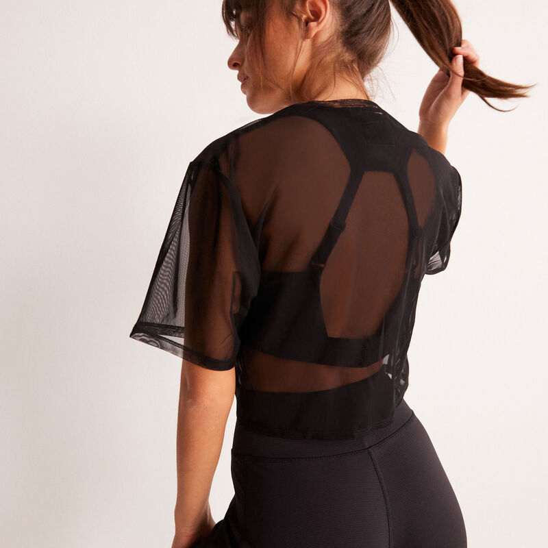 top sport transparent à détail noeud - noir top sport transparent à détail noeud - noir;