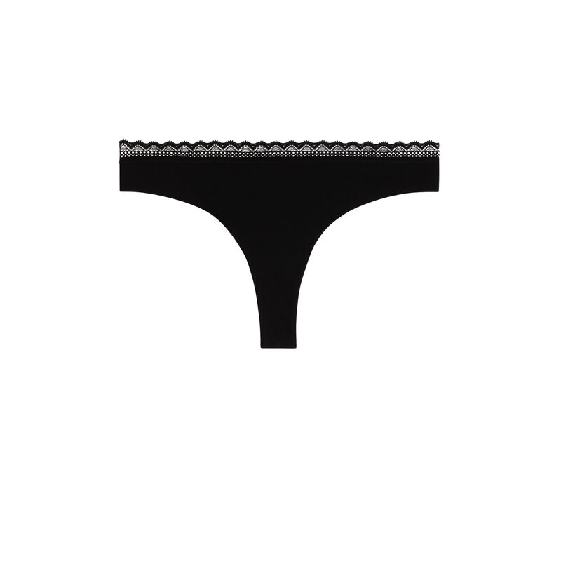 tanga en microfibre uni - noir tanga en microfibre uni - noir;