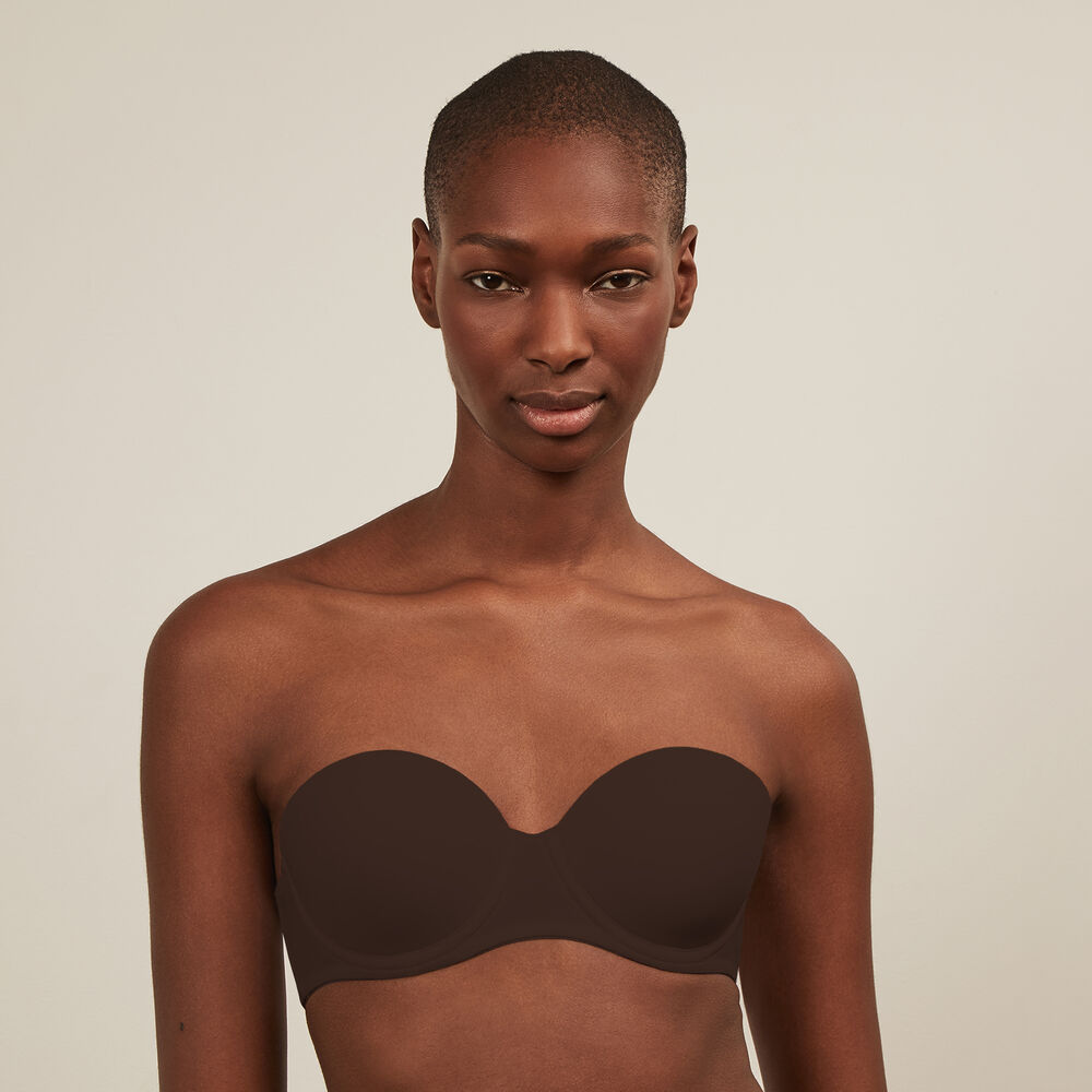 Soutien-gorge bandeau en micro - marron marron.